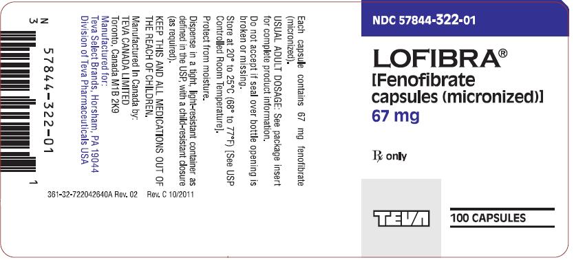 Lofibra® (fenofibrate capsules [micronized]) 67 mg, 100s Label