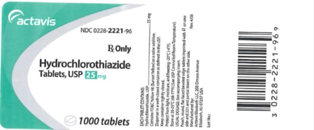 Hydrochlorothiazide Tablets USP 25 mg, 1000s Label