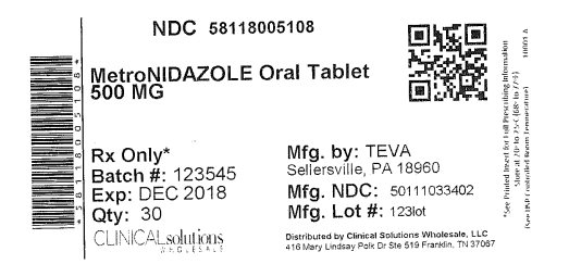 Metronidazole 500mg tablet 30 count blister card