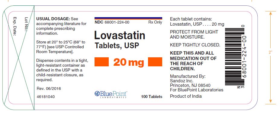 Lovastatin Tablets 20mg 100 Tablets Rev 06-16 Product of India