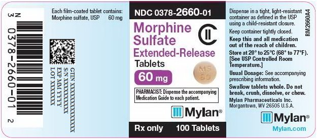 Morphine Sulfate Extended-Release Tablets 60 mg Bottle Label