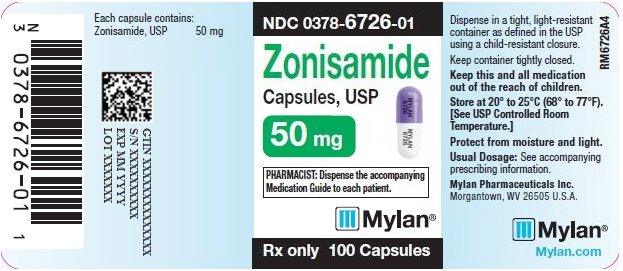 Zonisamide Capsules 50 mg Bottle Labels