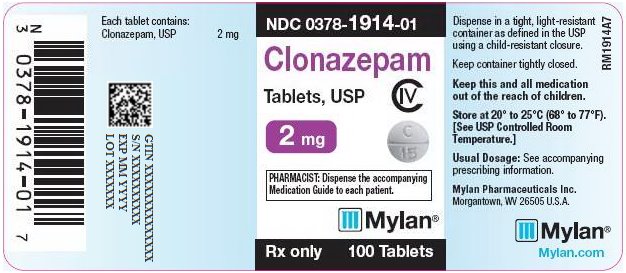Clonazepam Tablets 2 mg Bottle Label