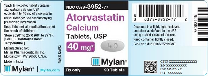 Atorvastatin Calcium Tablets 40 mg Bottle Label
