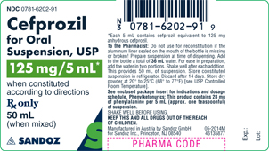 Cefprozil 125 mg 5 mL Oral Suspension Label