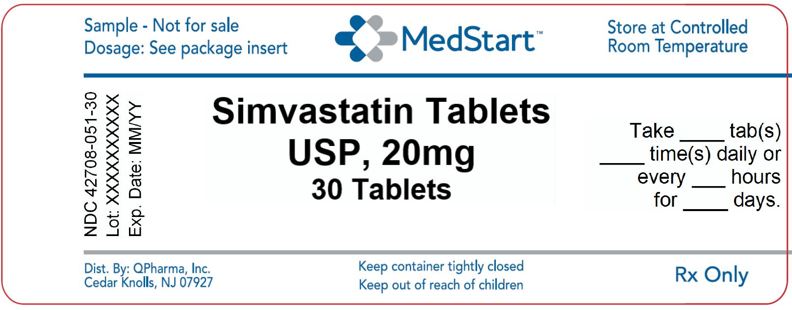 42708-051-30 Simvastatin Tablets USP 20mg x 30 V2