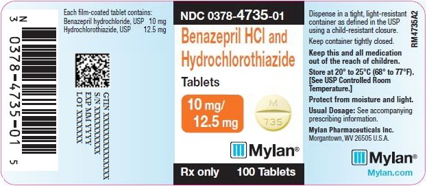 Benazepril HCl and Hydrochlorothiazide Tablets 10 mg/12.5 mg Bottle Label