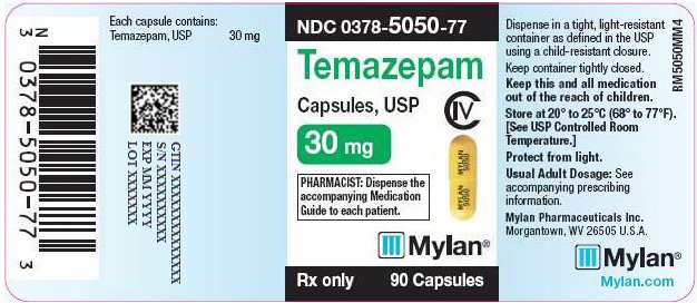Temazepam Capsules, USP CIV 30 mg Bottle Label