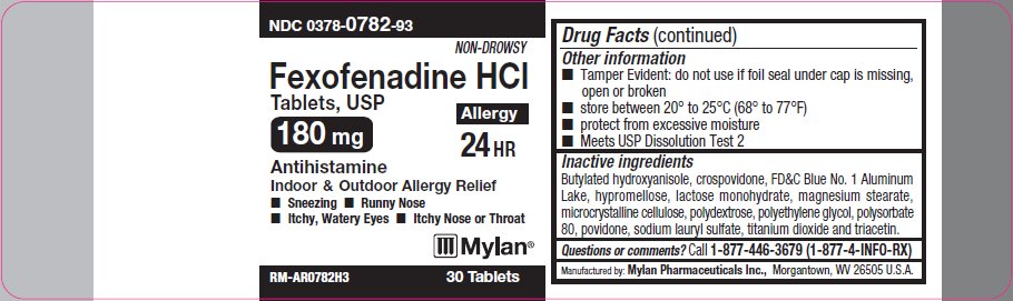 Fexofenadine Hydrochloride Tablets 180 mg Bottle Label Back