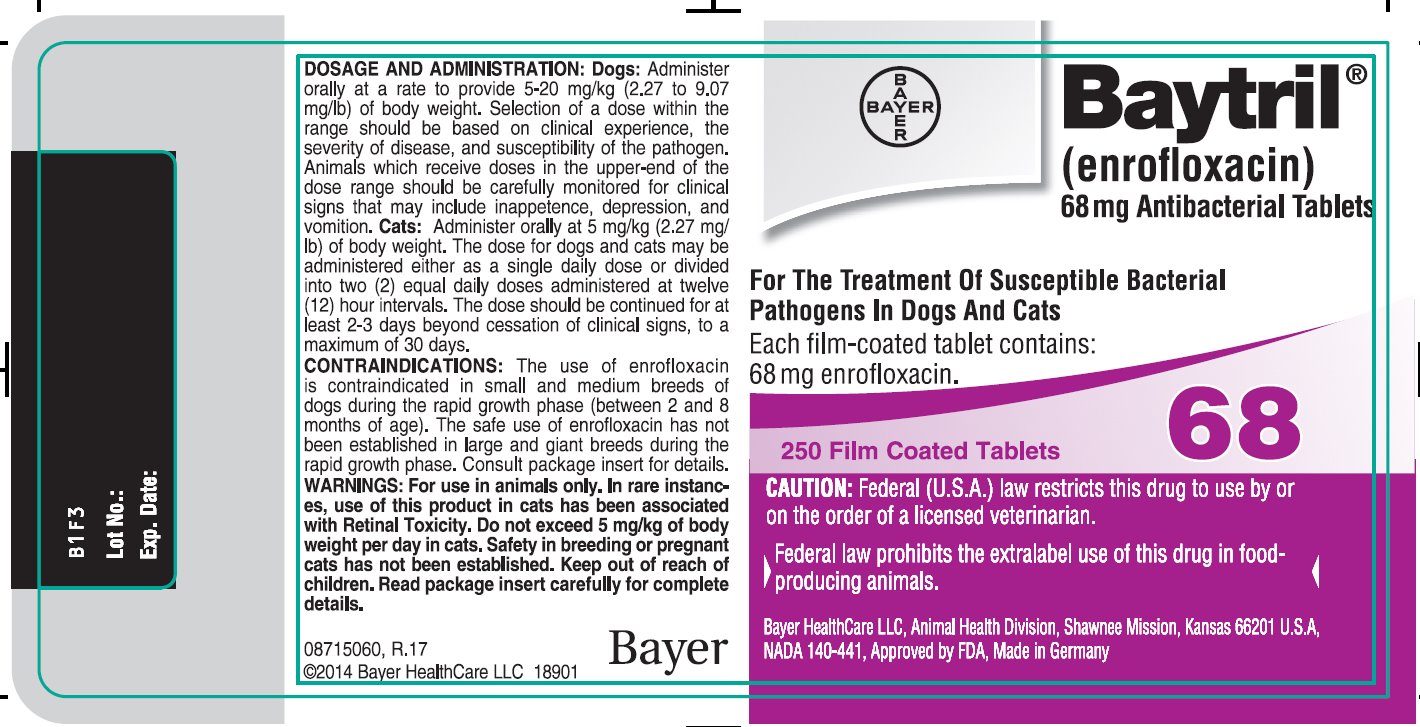 Baytril Film Coated Tablets 68 mg 250 Tablets