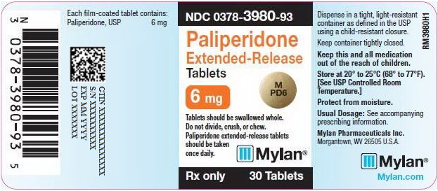 Paliperidone Extended-Release Tablets 6 mg Bottle Label