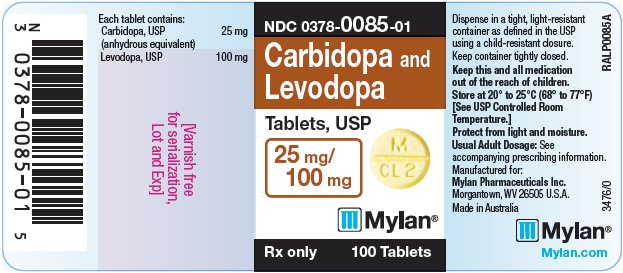 Carbidopa and Levodopa Tablets, USP 25 mg/100 mg Bottle Label