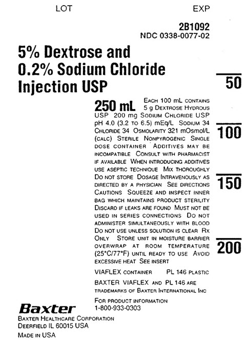 Dextrose & Sodium Chloride Representative Container Label NDC 0338-0077-02