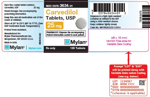 Carvedilol Tablets, USP 25 mg Bottle Label