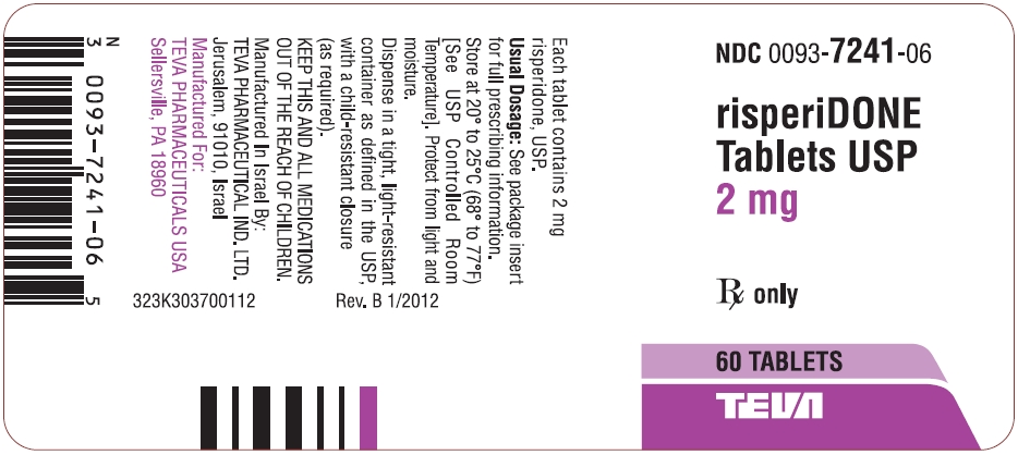 Risperidone Tablets USP 2 mg 60s Label