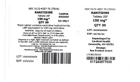 Ranitidine Carton Label