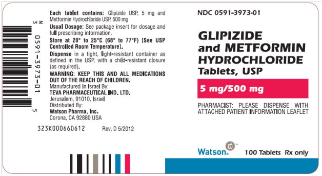 Glipizide and Metformin Hydrochloride Tablets USP 5 mg/500 mg, 100s Label