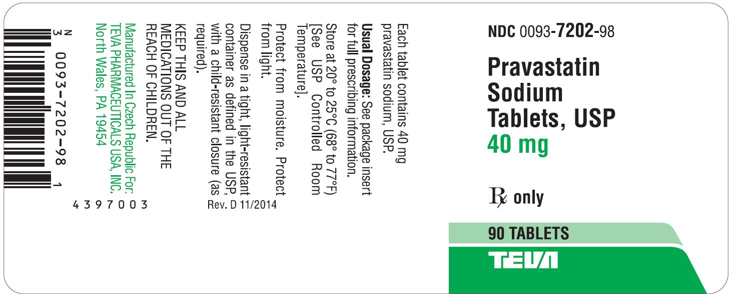 Pravastatin Sodium Tablets USP 40 mg 90s Label 