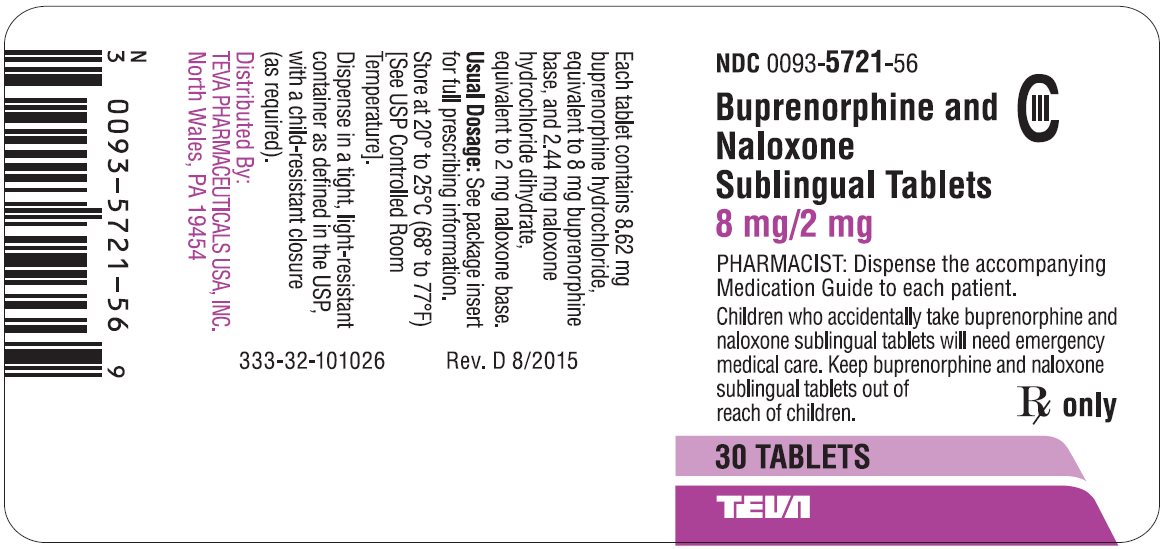 Buprenorphine and Naloxone Sublingual Tablets 8 mg/2 mg CIII 30s Label 