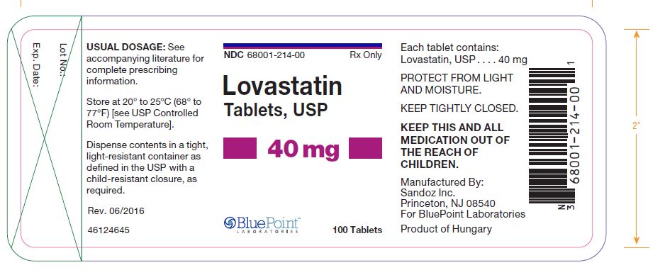 Lovastatin Tablets 40mg 100 Tablets Rev 06-16 Product of Hungary