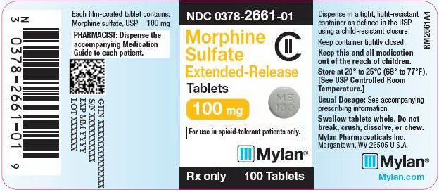 Morphine Sulfate Extended-Release Tablets 100 mg Bottle Label