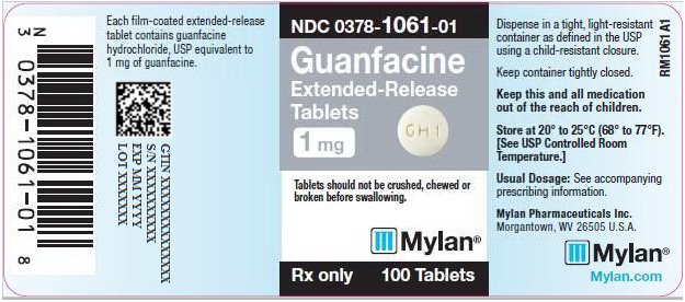 Guanfacine Extended-Release Tablets 1 mg Bottle Label