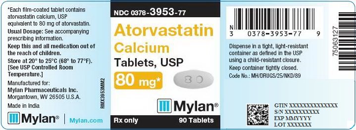 Atorvastatin Calcium Tablets 80 mg Bottle Label