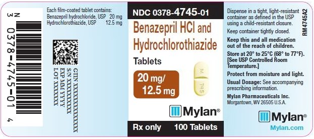 Benazepril HCl and Hydrochlorothiazide Tablets 20 mg/12.5 mg Bottle Label