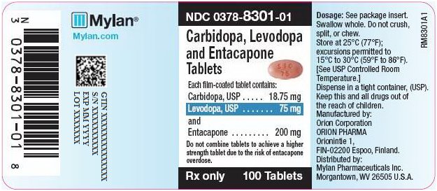 Carbidopa, Levodopa and Entacapone Tablets 18.75 mg/75 mg/200 mg Bottle Label