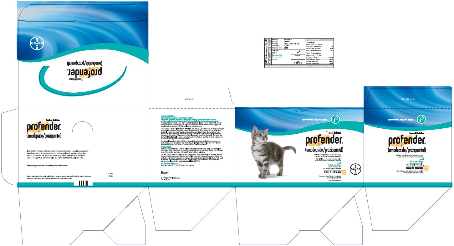 Profender (emodepside/praziquantel) Topical Solution for small cats and kittens (2.2 - 5.5 lbs) 40 (0.35 ml) tubes label