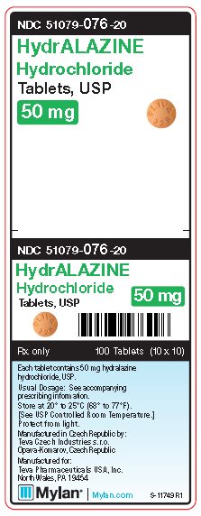 Hydralazine Hydrochloride 50 mg Tablets Unit Carton Label