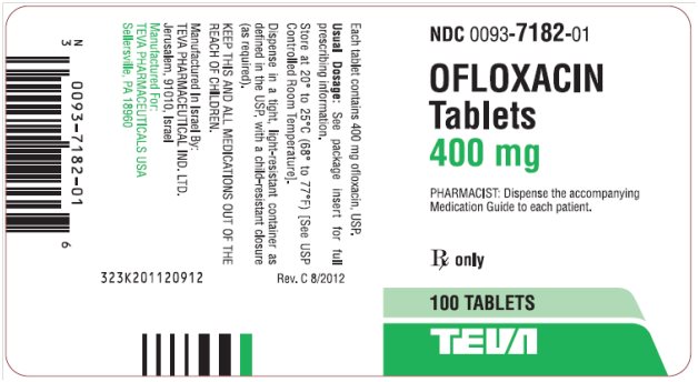 Ofloxacin Tablets 400 mg, 100s Label