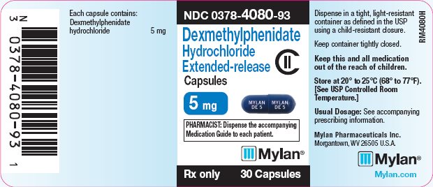 Dexmethylphenidate Hydrochloride Extended-release Capsules CII 5 mg Bottle Label