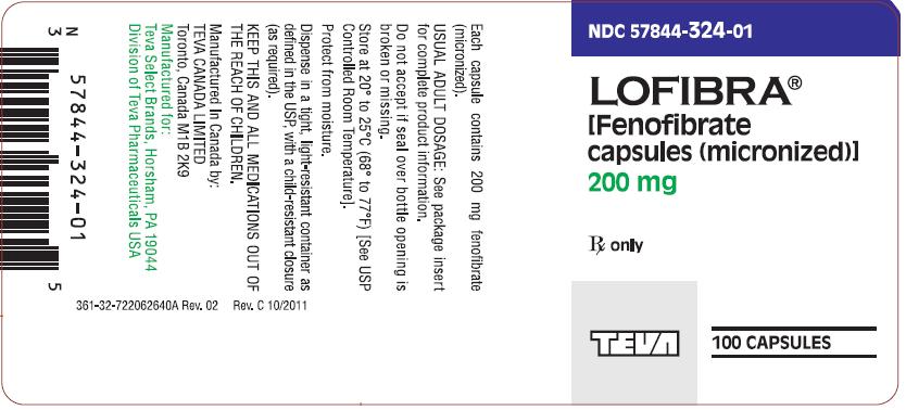 Lofibra® (fenofibrate capsules [micronized]) 200 mg, 100s Label