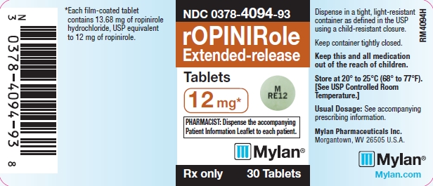 Ropinirole Extended-release Tablets 12 mg Bottle Label