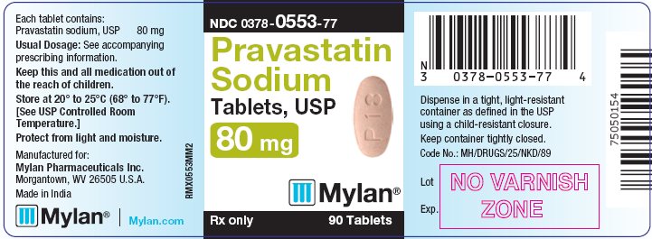 Pravastatin Sodium Tablets, USP 80 mg Bottle Label