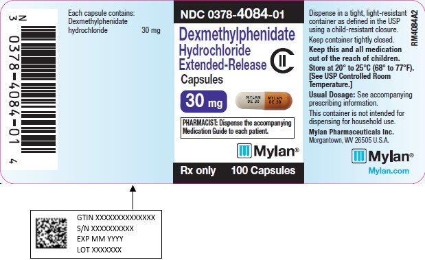 Dexmethylphenidate Hydrochloride Extended-Release Capsules 30 mg Bottle Label