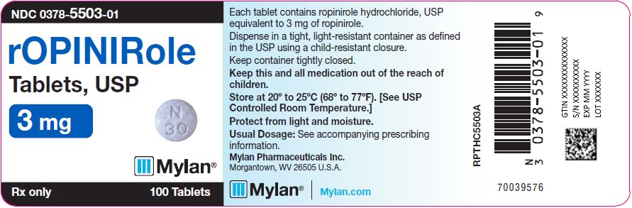 Ropinirole Tablets, USP 3 mg Bottle Label