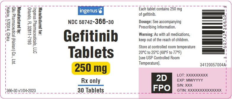 Gefitinib Tablets 250mg - 30 tablets count bottle label