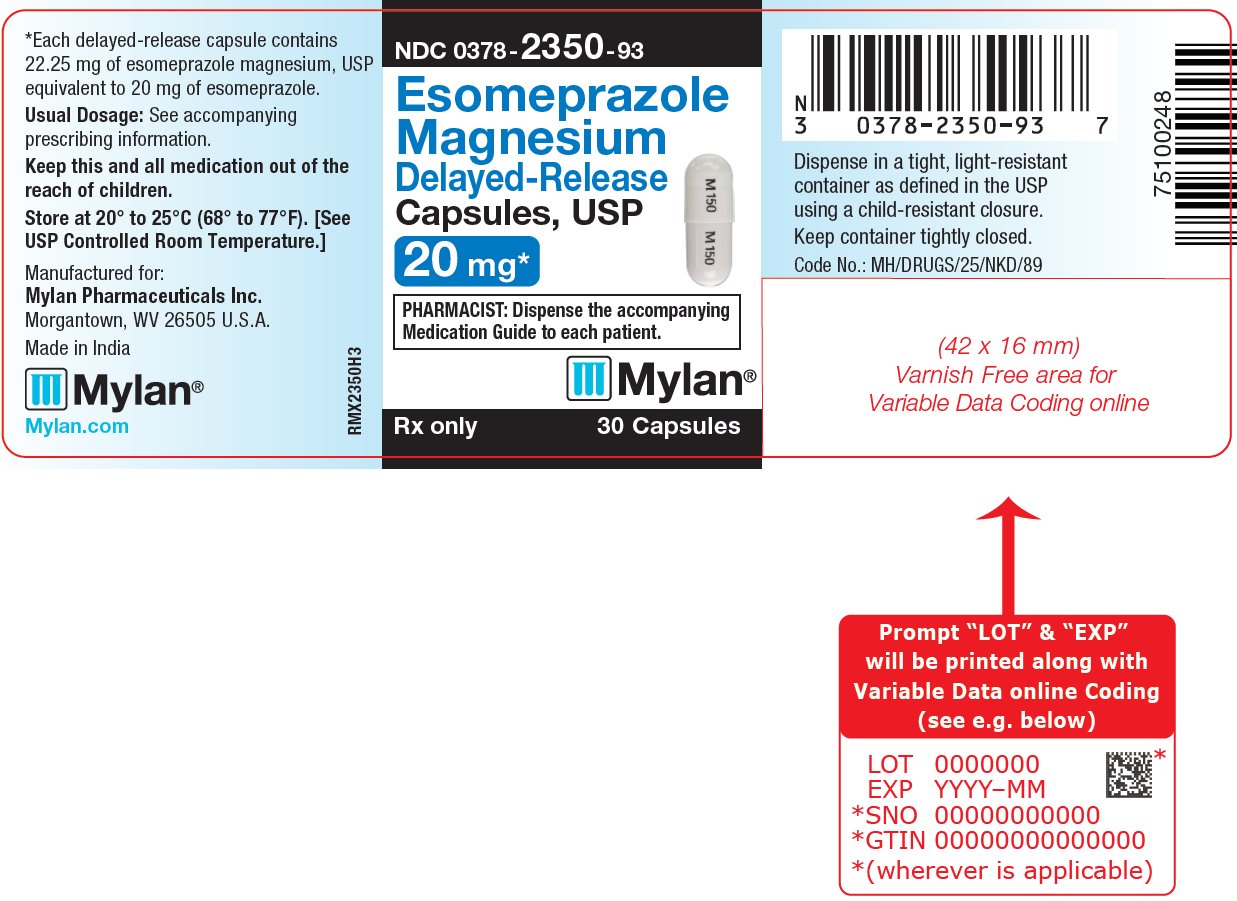 Esomeprazole Magnesium Delayed-Release Capsules, USP 20 mg Bottle Label