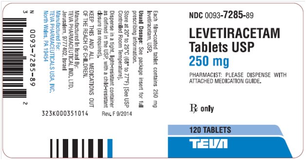 Levetiracetam Tablets USP 250 mg, 120s Label