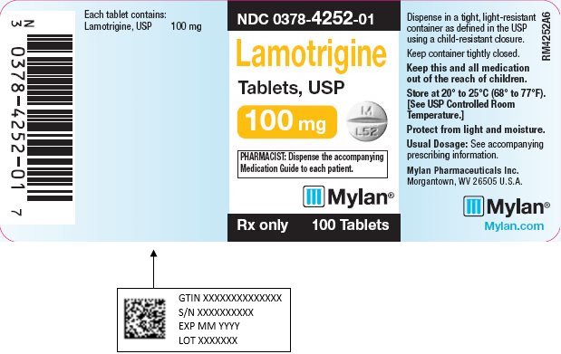 Lamotrigine Tablets, USP 100 mg Bottle Label