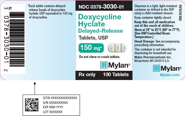 Doxycycline Hyclate Delayed-Release Tablets, USP 150 mg Bottle Label