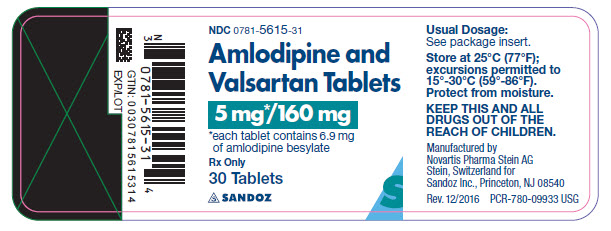 Amlodipine and Valsartan Tablets 5mg/160mg label