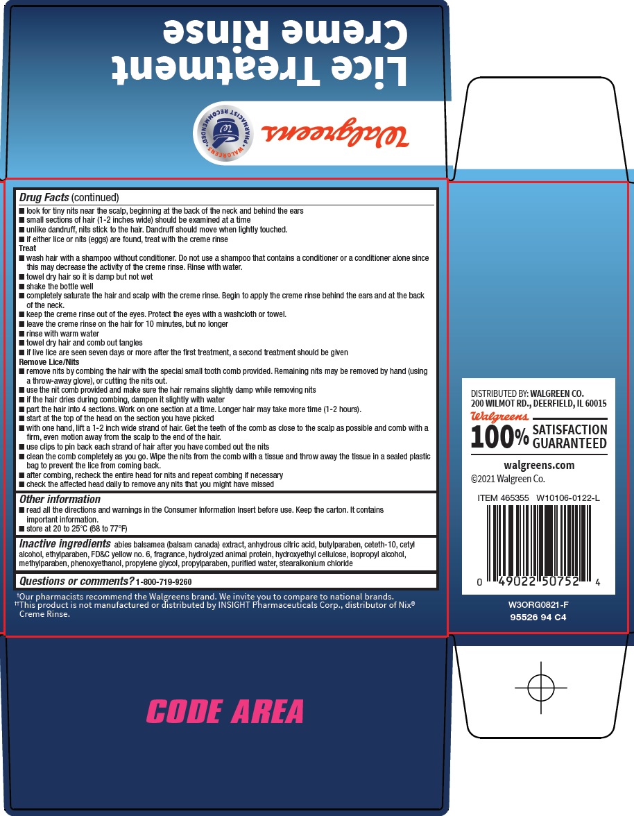 Walgreens Lice Treatment Creme Rinse Carton Image 2