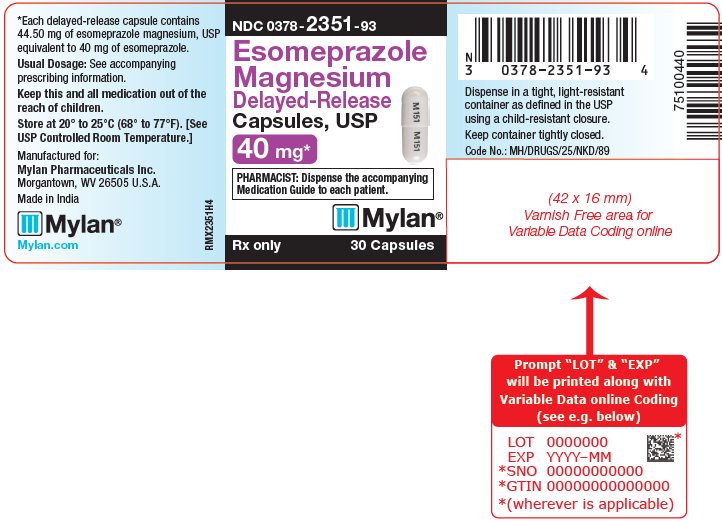 Esomeprazole Magnesium Delayed-Release Capsules, USP 40 mg Bottle Label