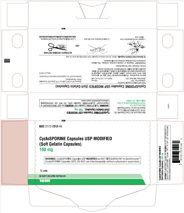 Cyclosporine Soft Gelatin Capsules USP Modified 100 mg, 30s Carton