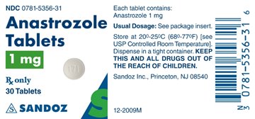 Anastrozole 1 mg Bottle Label