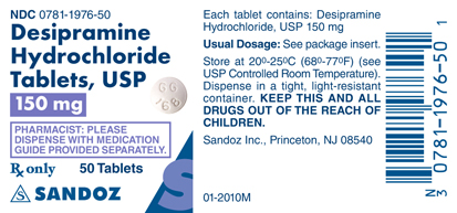 Desipramine Hydrochloride 150 mg Label