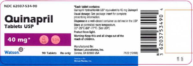 Quinapril Tablets USP 40 mg, 90s Label